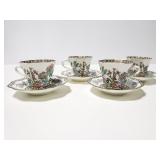 Set of 4 Indian Tree teacups and saucers