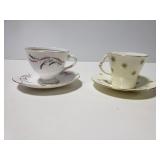 Two vintage teacups and saucers
