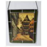 German leaded stained glass wall hanging