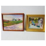 Framed original oil on canvas paintings duo