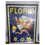 HUGE framed Florio Marsala wine poster