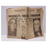 1945 newspaper with Roosevelt