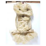 Vintage Macramé owl wall hanger on white birch