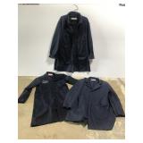 Set of 3 navy blue lab coat mechanic work jackets