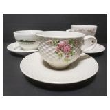 Three assorted teacups and saucer sets