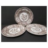 Spode England brown transferware plate trio