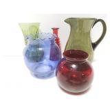 Colored glass vase collection