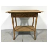 Vintage wood sewing table w/ carved design