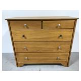 Pine wood five drawer dresser