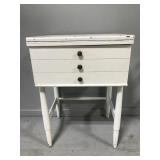 Vintage distressed white sewing cabinet