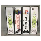 Four video game gaming promotional store signs