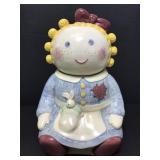 Rag doll ceramic cookie jar