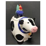 Rooster & cow farmhouse ceramic cookie jar