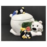 House of Lloyd polar bear & penguin cookie jar