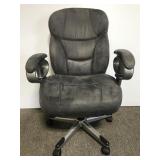 Upholstered gray rolling office chair
