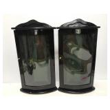 Pair of curved front tabletop display cases