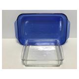 Vintage cobalt blue & clear square Pyrex dishes