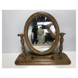 Oak wood vanity table top tilting mirror