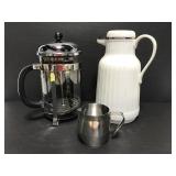 Bodum coffee press, hot drink thermos & creamer