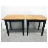 Wood end table pair w/ black legs