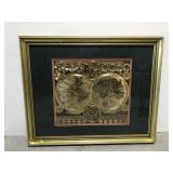 Framed old world style map art