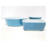 Vintage blue Pyrex cookware