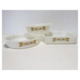 Three vintage Fire King baking dishes