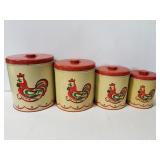 Vintage Decoware tin rooster canisters