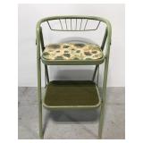 Vintage step stool with vinyl floral seat