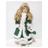 1990s porcelain & cloth Christmas doll