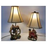 Farm & western theme lamps duo