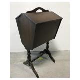 Vintage wooden sewing cabinet chest stand