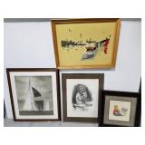 Four framed art pieces