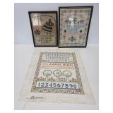 Three vintage cross stitch samplers