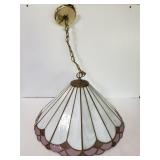 Slag glass hanging light fixture