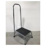 Chrome step stool with tall handle