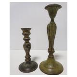Two metal candlesticks