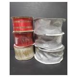 Six rolls of wired ribbon