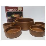 Teak salad bowl set