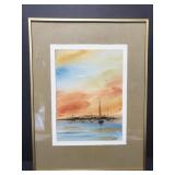 Framed misko watercolor painting