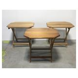 Wood folding side table trio