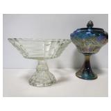 Vintage carnival glass &clear pedistal dishes