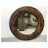 Circular wall mirror w/ wide frame