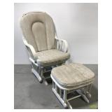 White cushioned rocker w/ foot stool