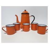 Enamaled teapot and cups- unused