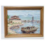 Framed paint by numbers landscape painting