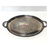Large metal etched serving tray platter