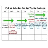 Pick up schedule for each auction