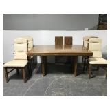 Modern style dining table w/ chairs & two leaves