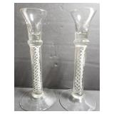 Art glass swirl candlestick holders